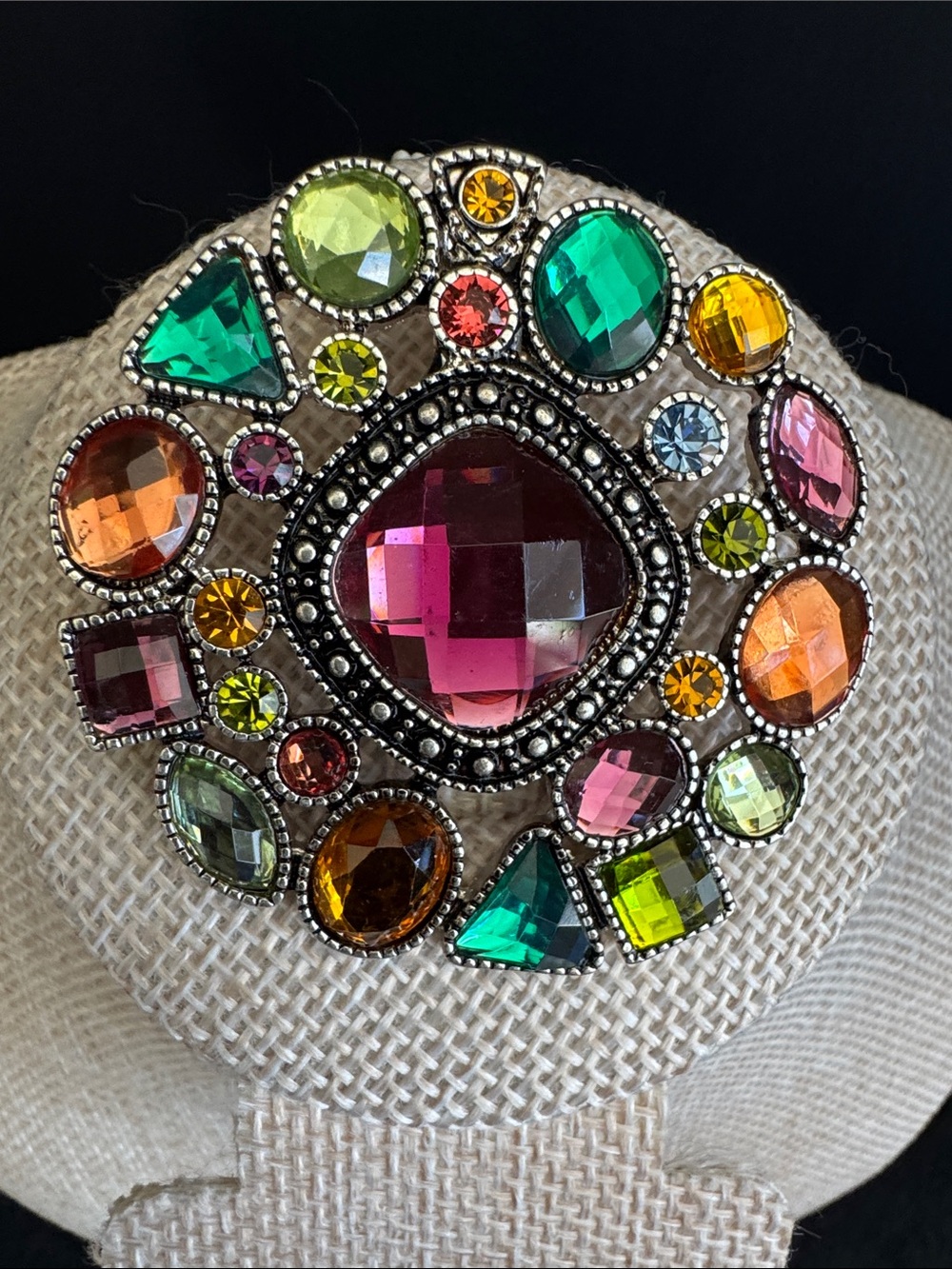 VTG Premier Designs "Hidden Gems" multi-color Rhinestone Brooch/Pendant